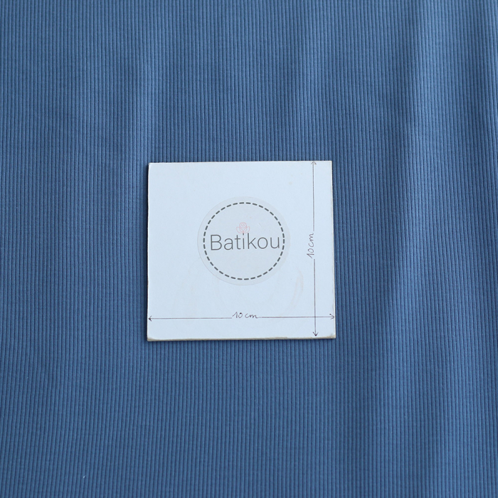 Jersey coton côtes fines coloris bleu jean