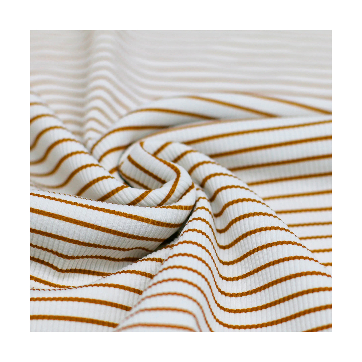 Tissu jersey fines côtes mélange coton motif rayures écureuil RIB