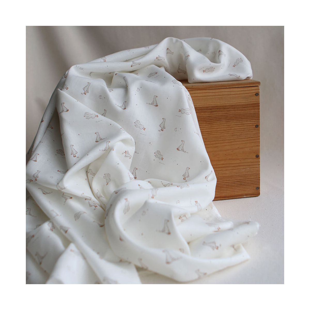 Anatole - Tissu sergé / twill fin coton organique imprimé petites oies