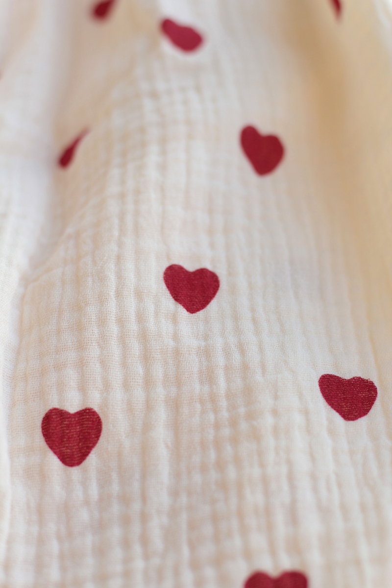 copy of Manou - Double gaze de coton BIO exclusif écru à motif coeurs