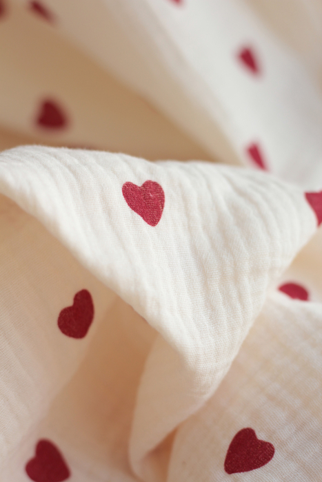 copy of Manou - Double gaze de coton BIO exclusif écru à motif coeurs