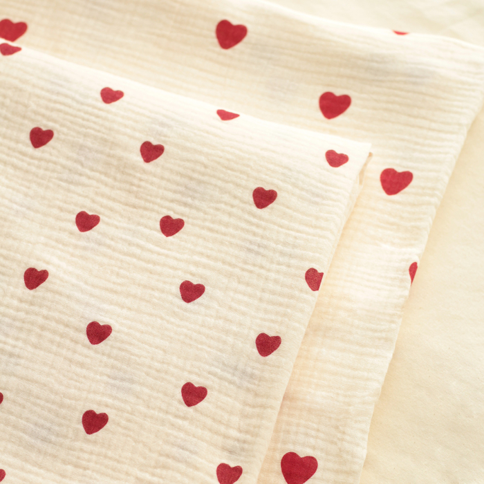 copy of Manou - Double gaze de coton BIO exclusif écru à motif coeurs
