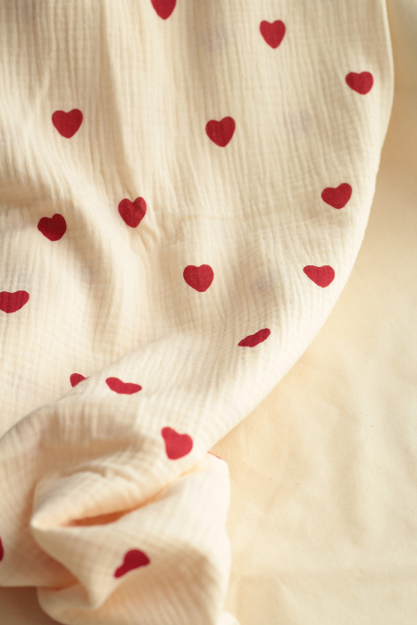 copy of Manou - Double gaze de coton BIO exclusif écru à motif coeurs