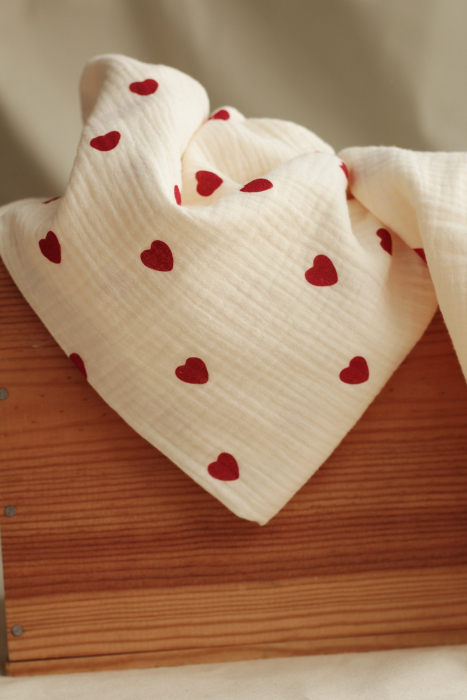 copy of Manou - Double gaze de coton BIO exclusif écru à motif coeurs