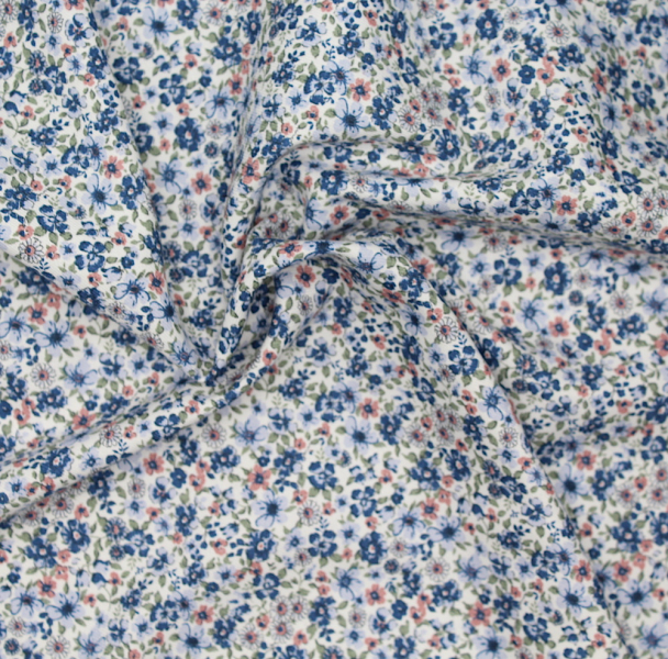 Tissu twill de coton organique imprimé fleuri 2