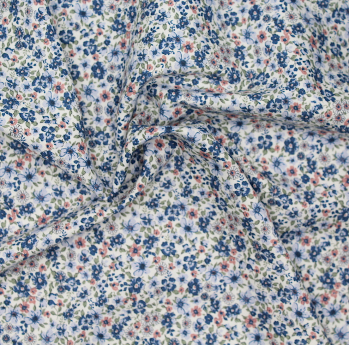 Tissu twill de coton organique imprimé fleuri