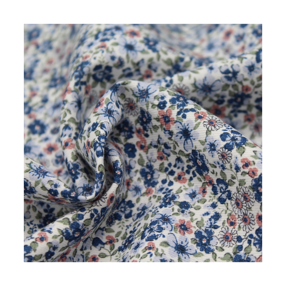 Tissu twill de coton organique imprimé fleuri