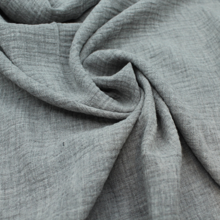 Double gaze de coton BIO chiné coloris GRIS