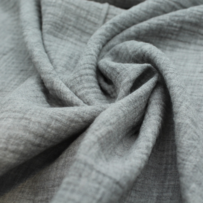 Double gaze de coton BIO chiné coloris GRIS