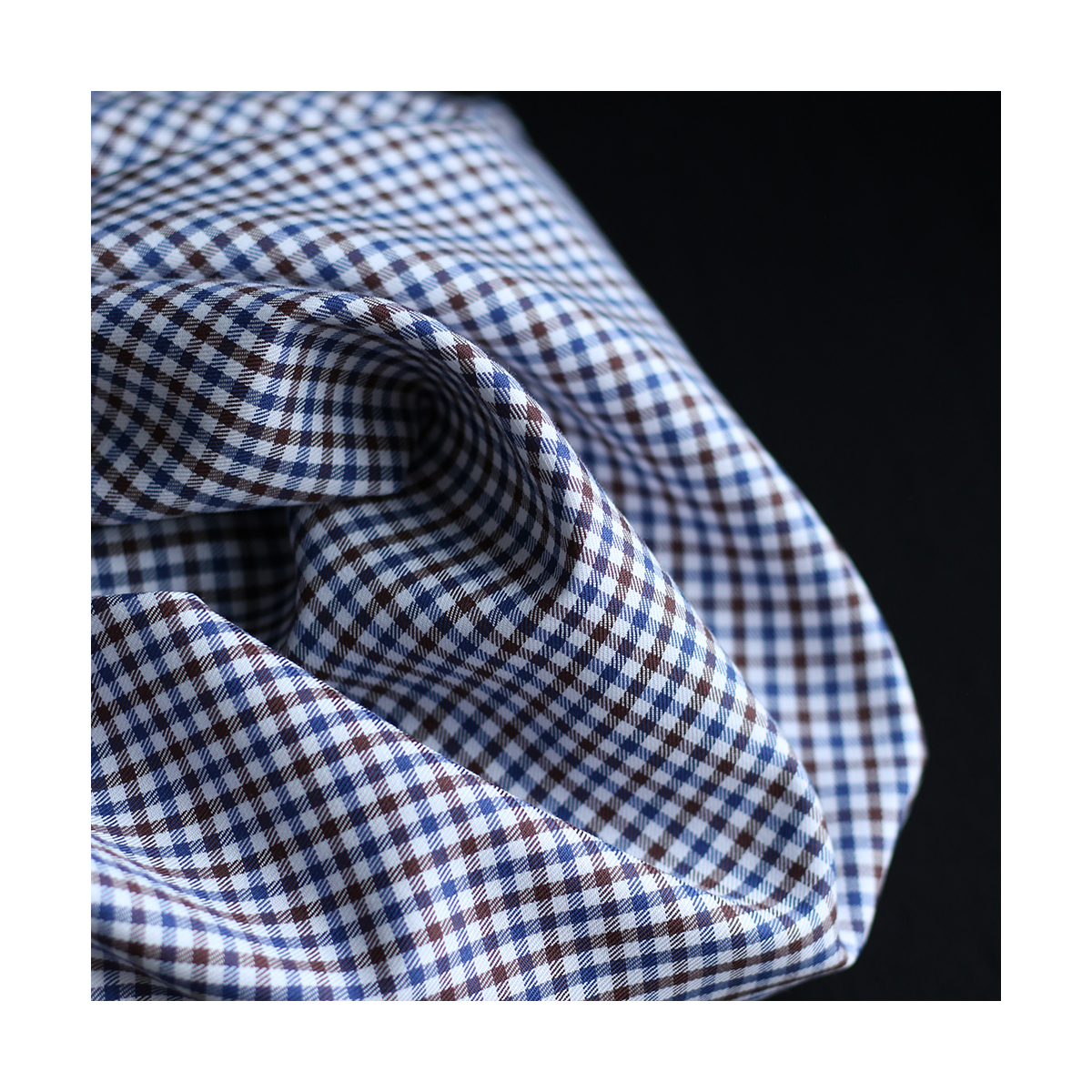 Archie - Coton gratté organique petit vichy chocolat et bleu