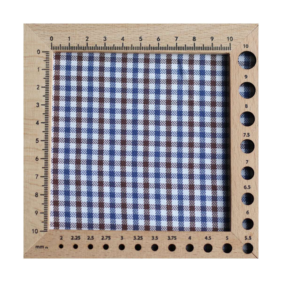 Archie - Coton gratté organique petit vichy chocolat et bleu