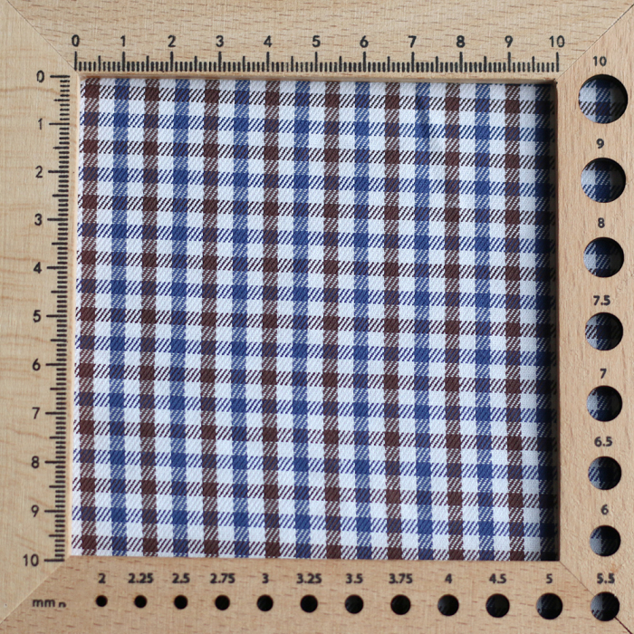 Archie - Coton gratté organique petit vichy chocolat et bleu