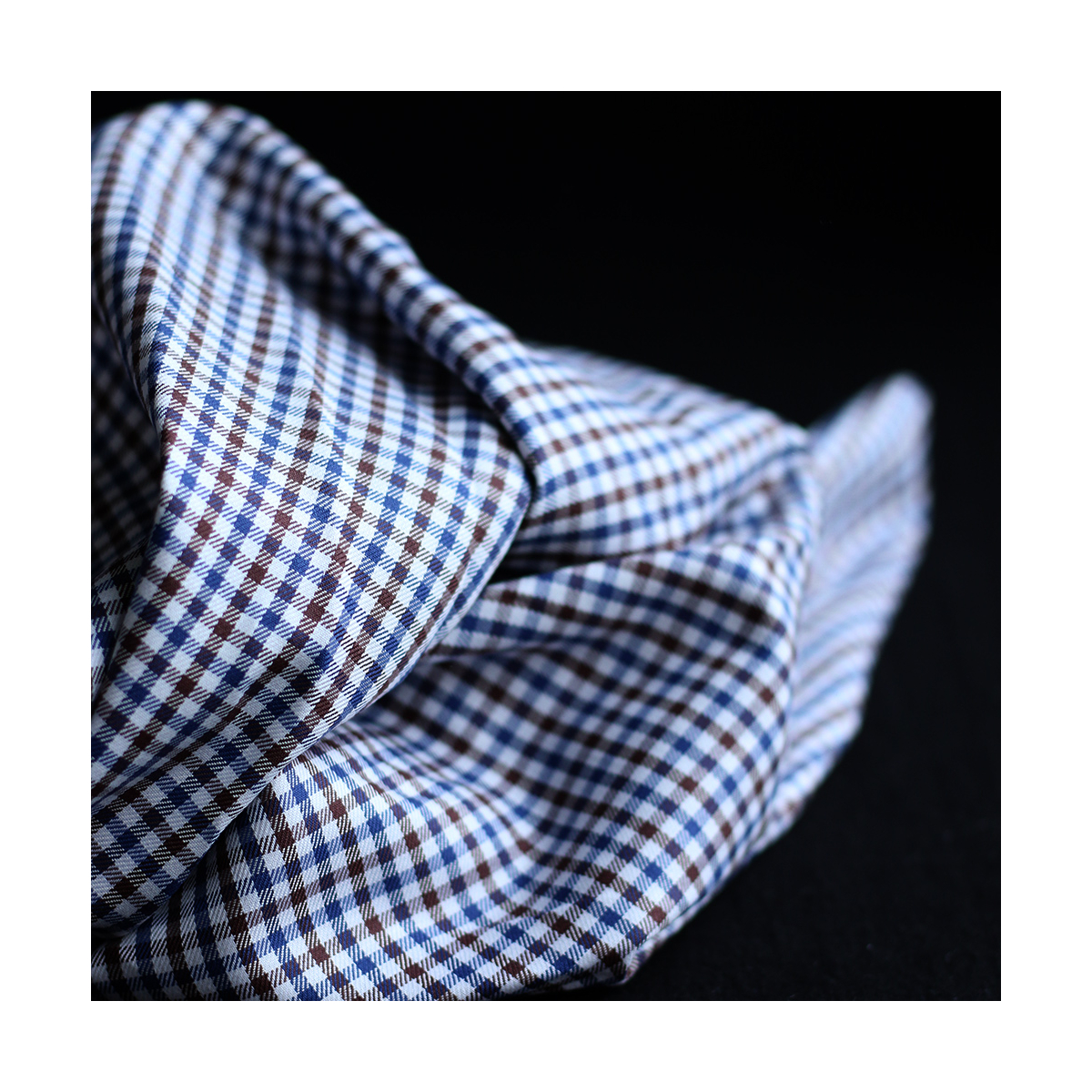 Archie - Coton gratté organique petit vichy chocolat et bleu