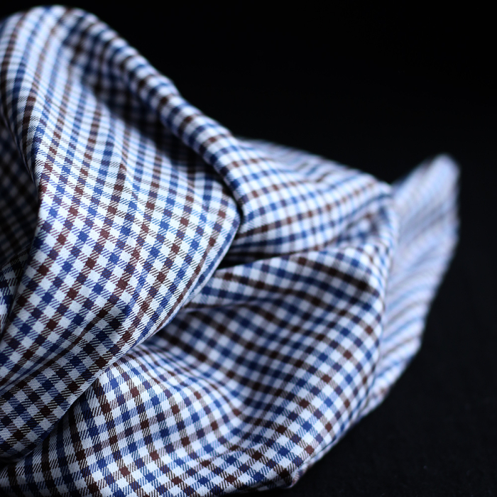 Archie - Coton gratté organique petit vichy chocolat et bleu