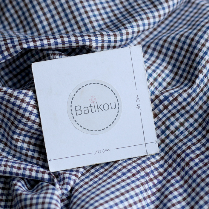 Archie - Coton gratté organique petit vichy chocolat et bleu