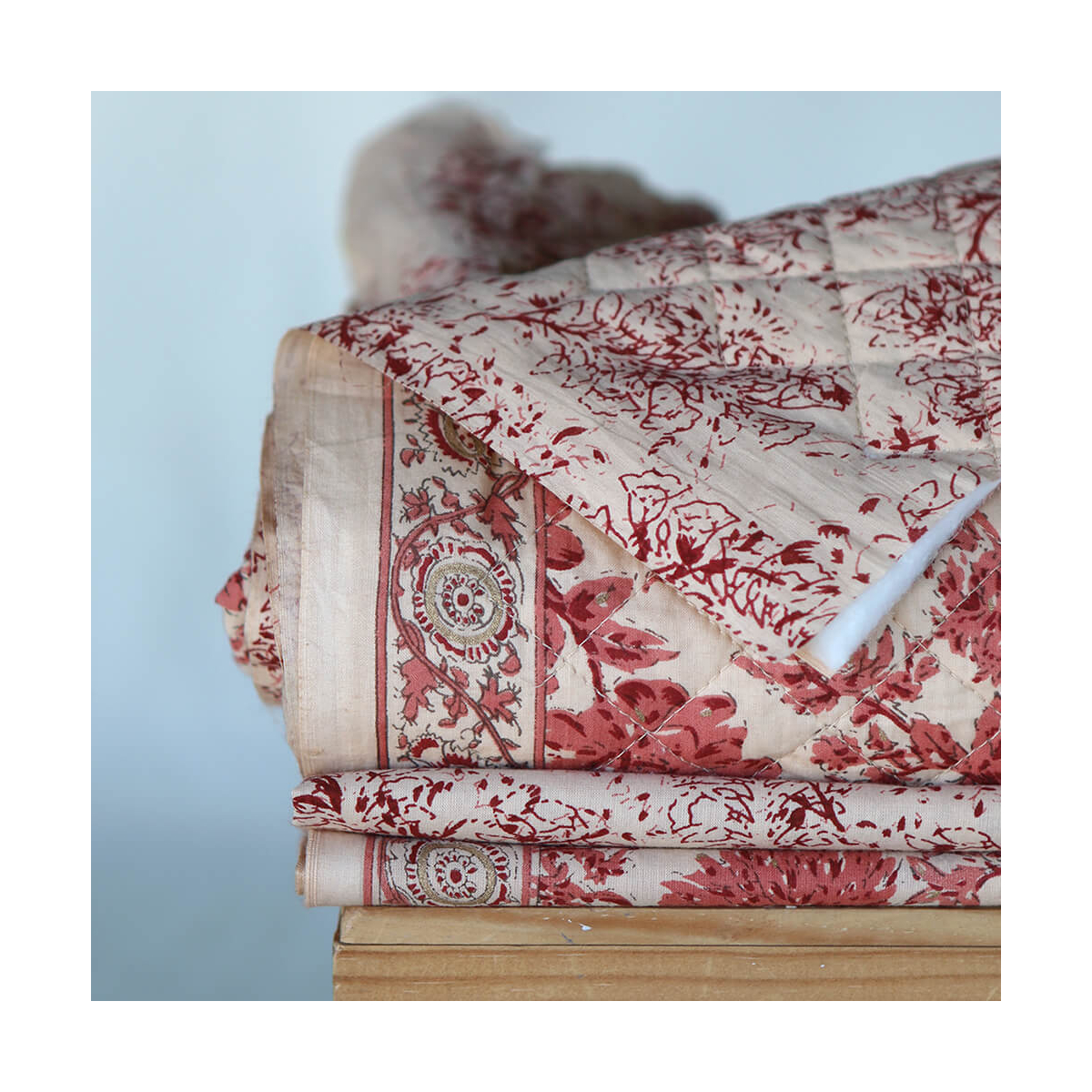 Anjali - Tissu indien matelassé double face coton hand block largeur 100cm