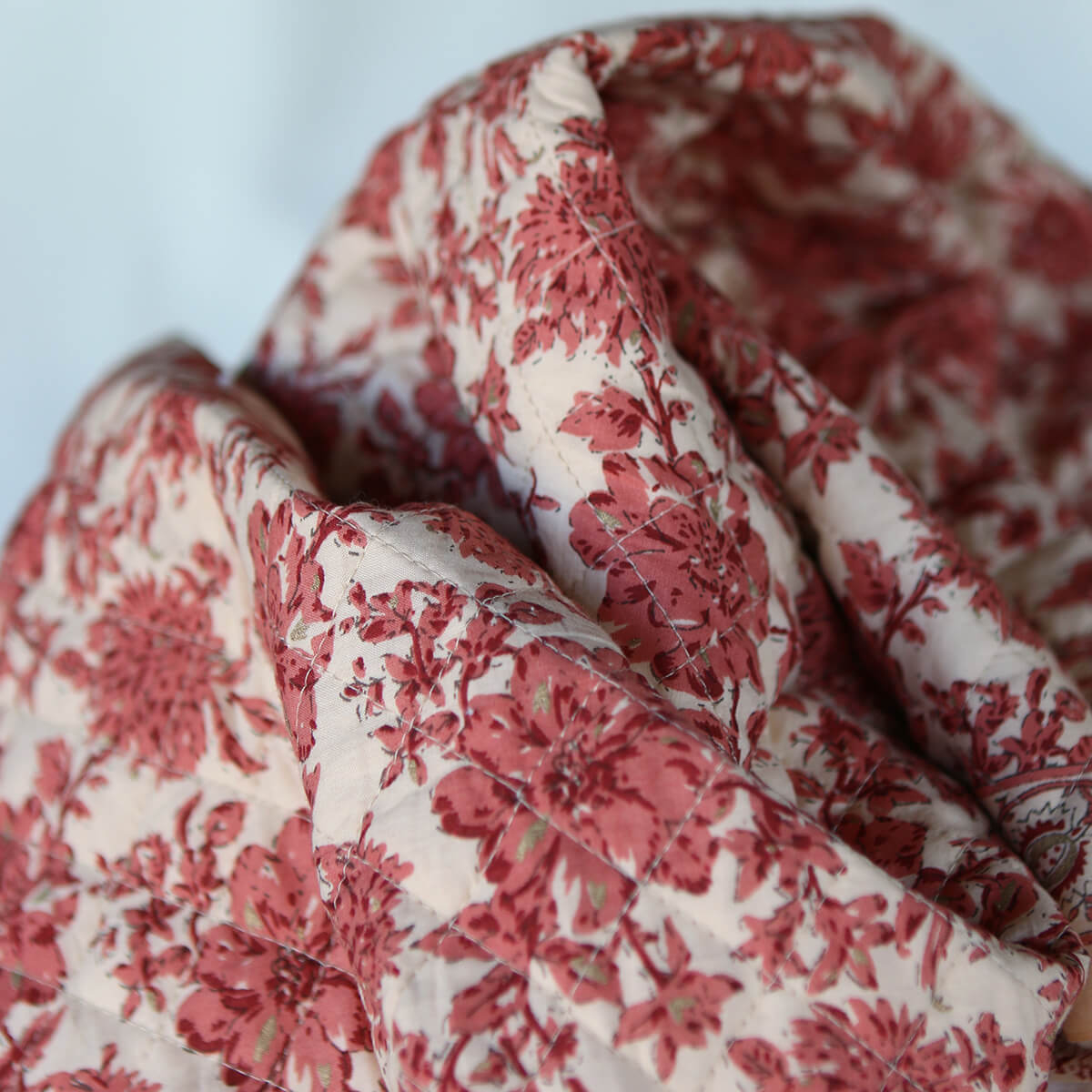 Anjali - Tissu indien matelassé double face coton hand block largeur 100cm