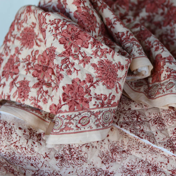 Anjali - Tissu indien matelassé double face coton hand block largeur 100cm 2