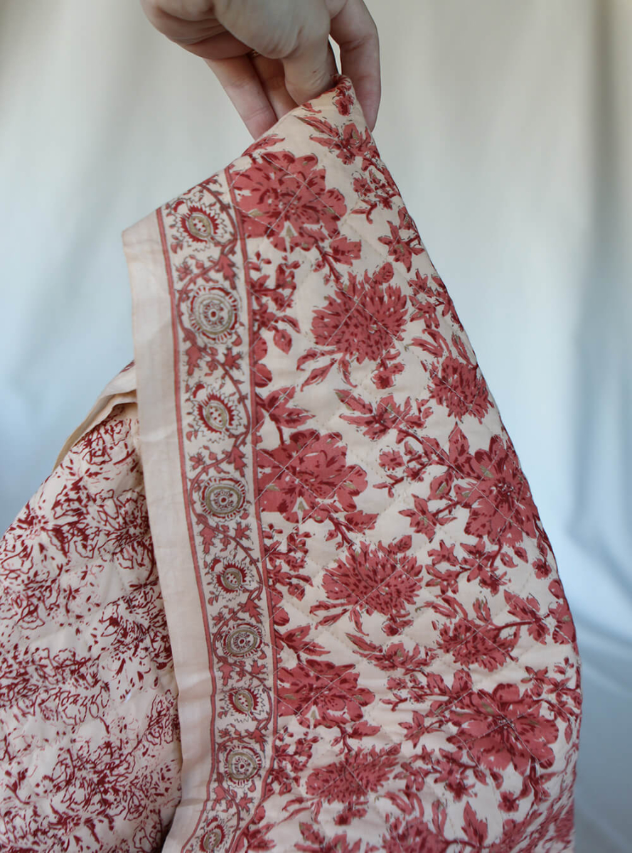 Anjali - Tissu indien matelassé double face coton hand block largeur 100cm