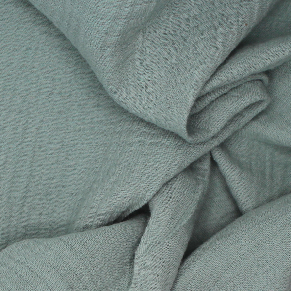 Double gaze de coton BIO unie vert SAUGE