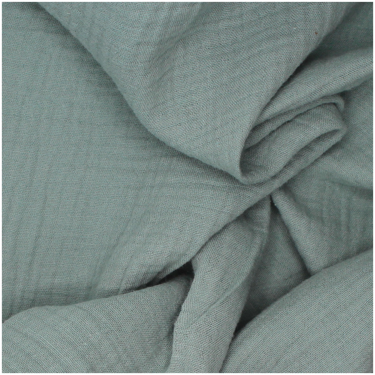 Double gaze de coton BIO unie vert SAUGE
