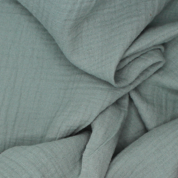 Double gaze de coton BIO unie vert SAUGE
