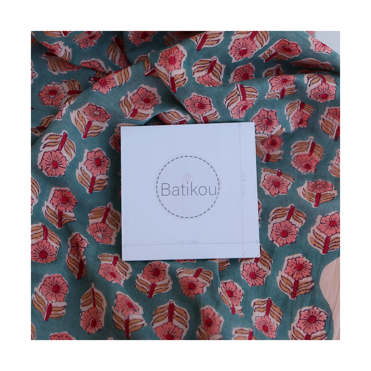 Sahar B - Tissu indien coton hand block traditionnel Teal