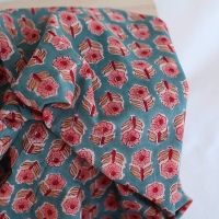 Sahar B - Tissu indien coton hand block traditionnel Teal