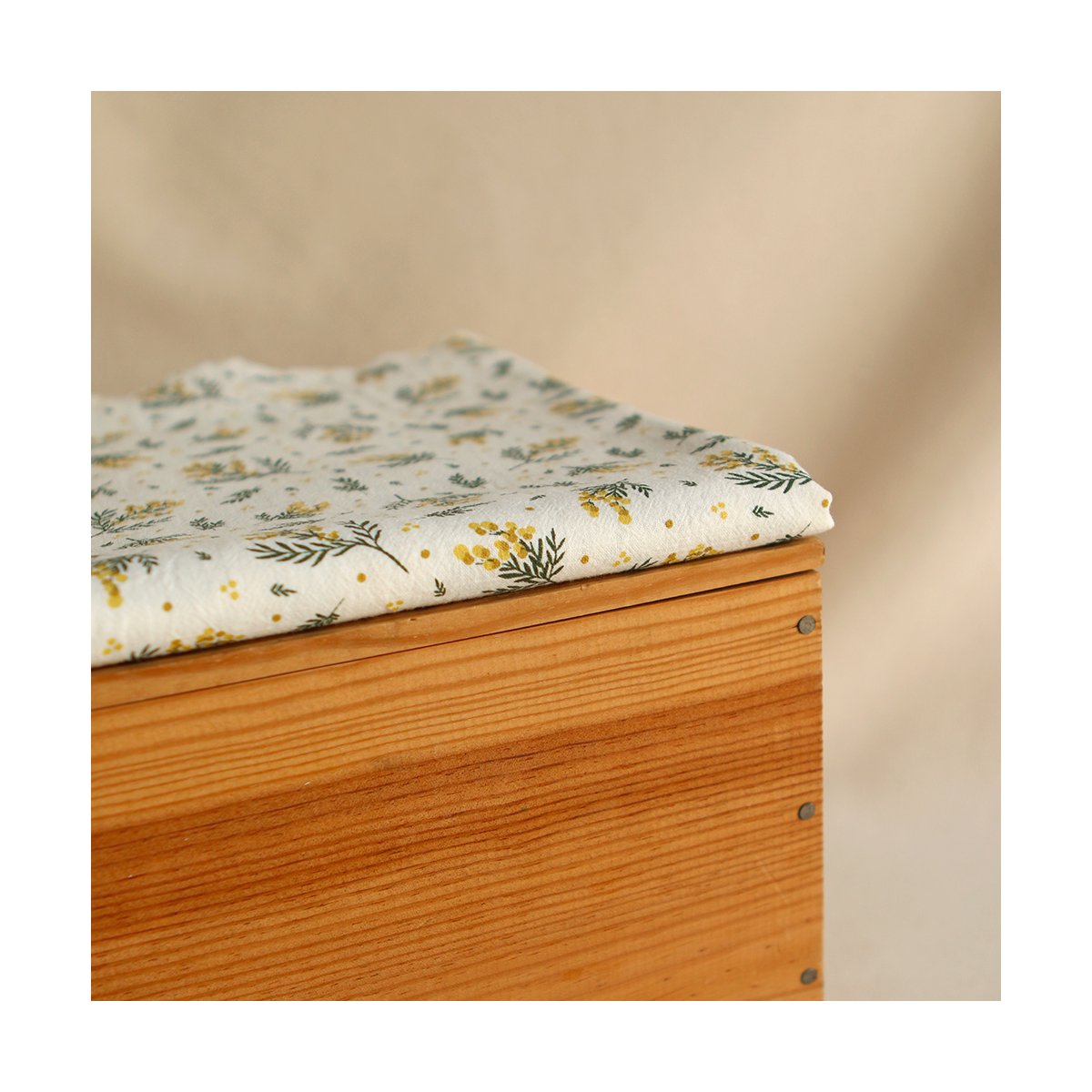 Mimosa - Coton lavé bio motif exclusif mimosa