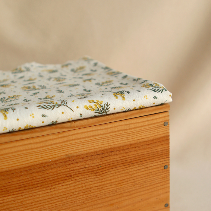 Mimosa - Coton lavé bio motif exclusif mimosa
