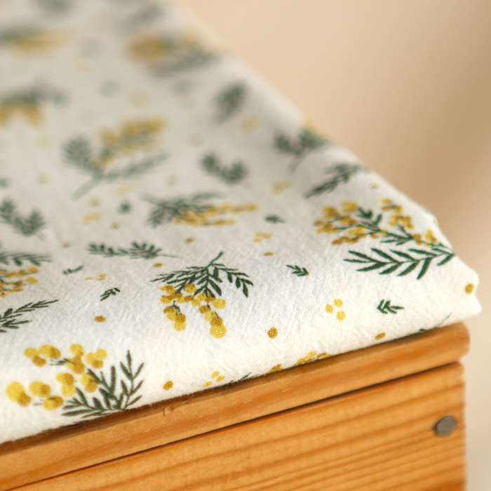Mimosa - Coton lavé bio motif exclusif mimosa