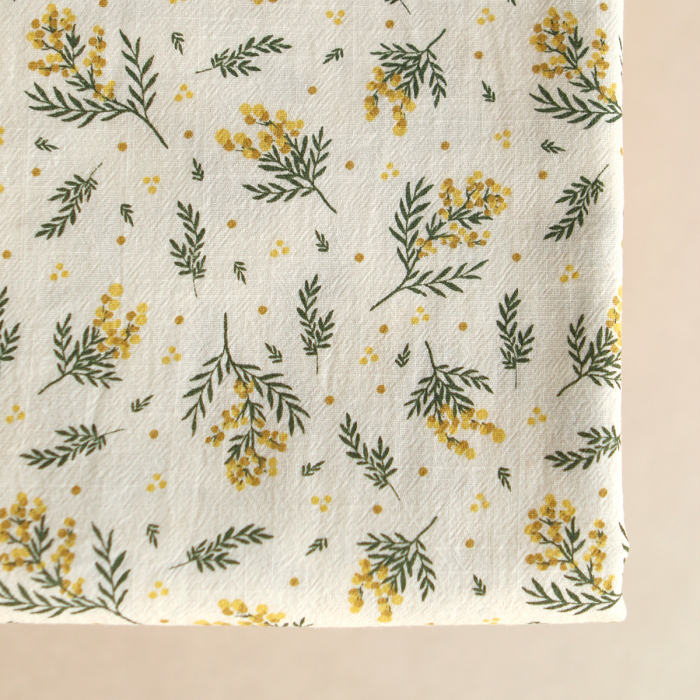 Mimosa - Coton lavé bio motif exclusif mimosa
