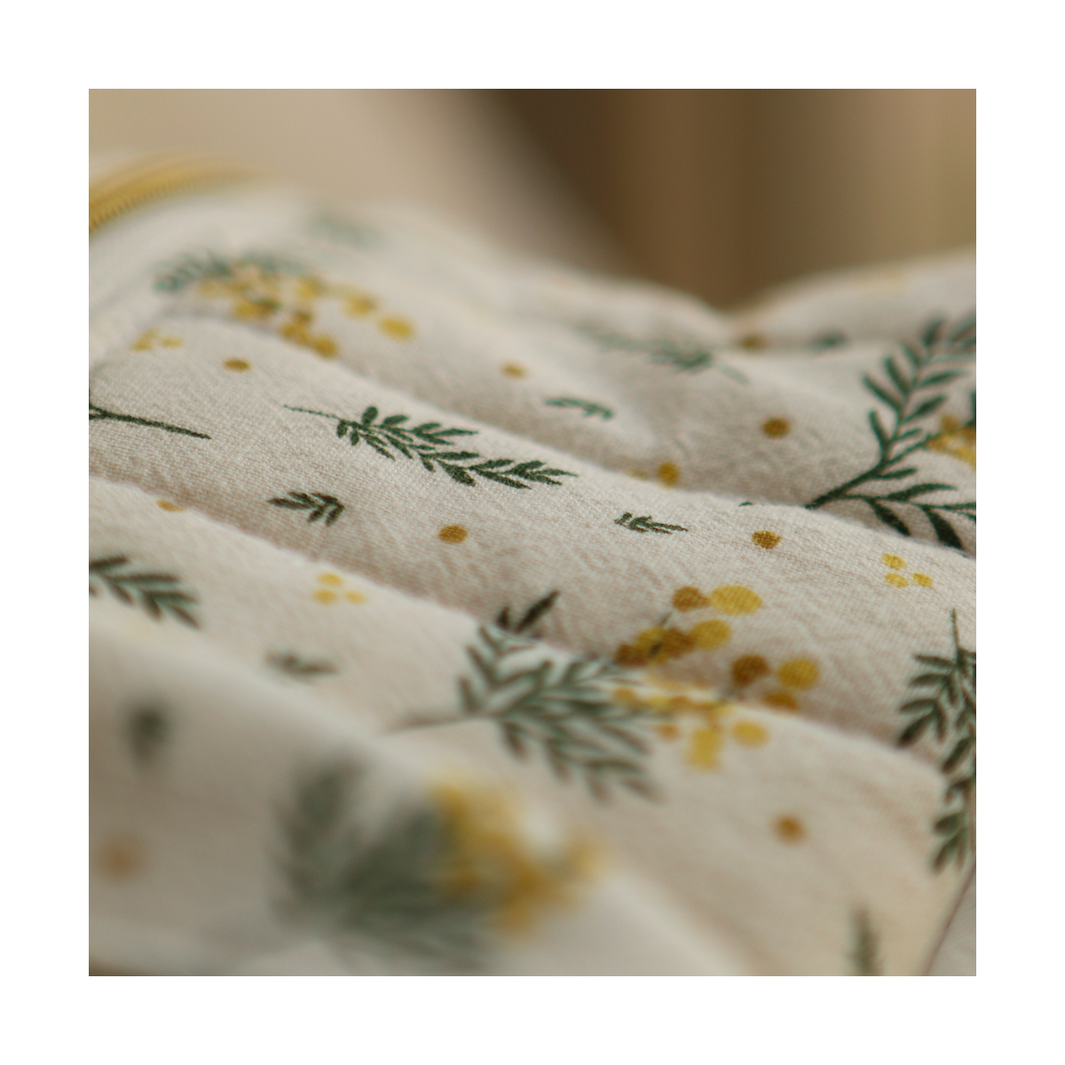 Mimosa - Coton lavé bio motif exclusif mimosa