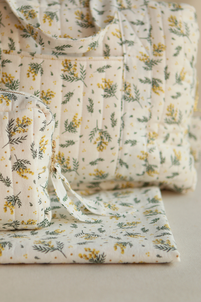 Mimosa - Coton lavé bio motif exclusif mimosa