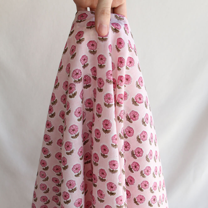 Keya B - Tissu indien en coton imprimé main Hand Block