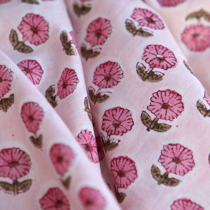 Keya B - Tissu indien en coton imprimé main Hand Block