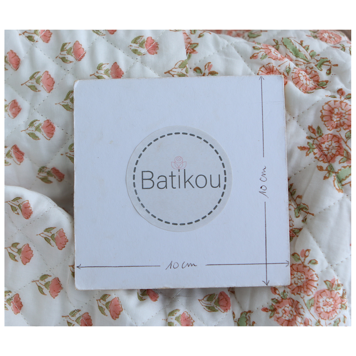 Anika - Tissu indien matelassé double face coton hand block teal largeur 100cm