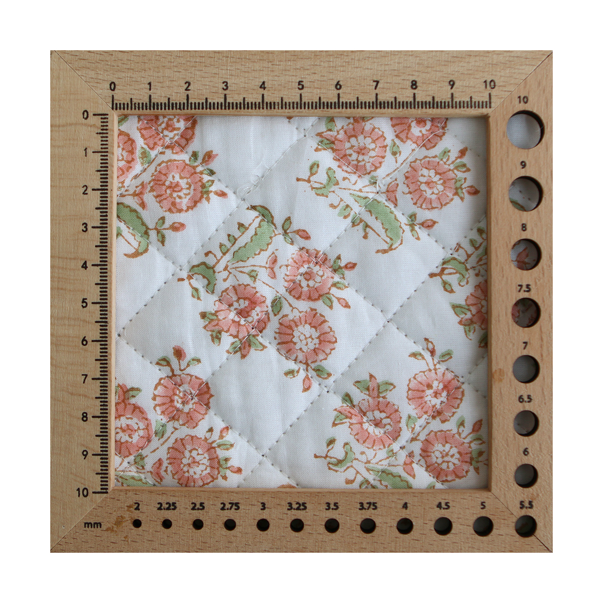 Anika - Tissu indien matelassé double face coton hand block teal largeur 100cm