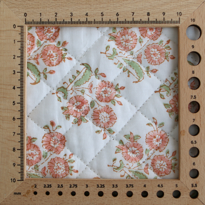 Anika - Tissu indien matelassé double face coton hand block teal largeur 100cm