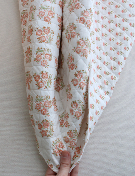 Anika - Tissu indien matelassé double face coton hand block teal largeur 100cm 2