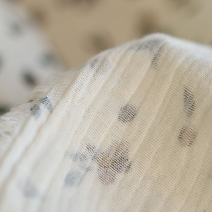 Hind - Double gaze de coton BIO écru motif exclusif baies coloris forêt