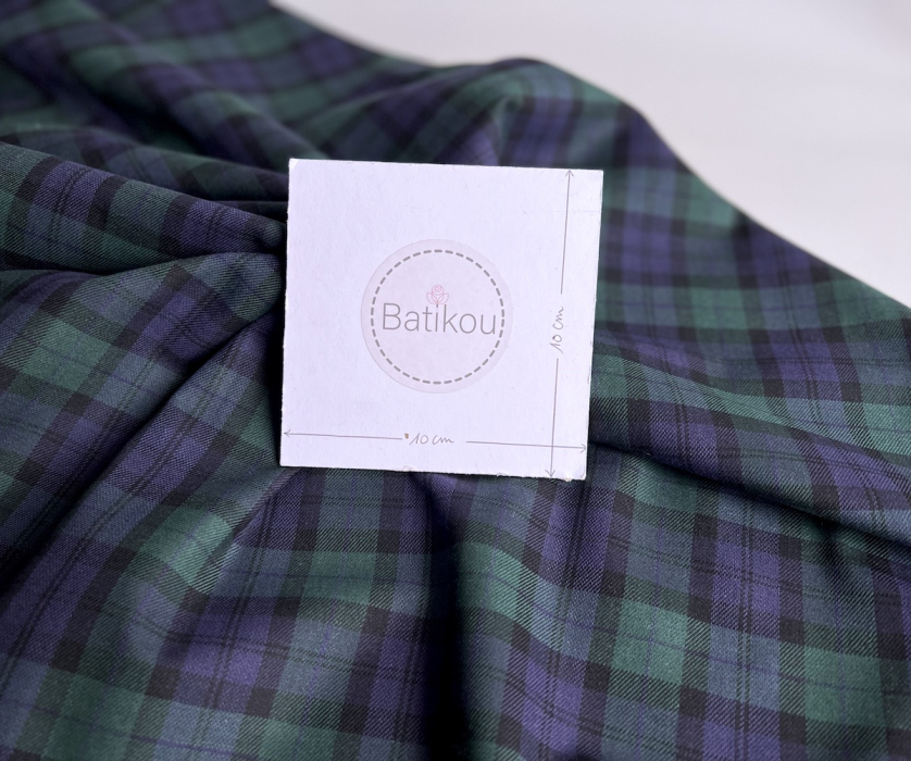 John - Tissu sergé de coton organique tartan Batikou - 3