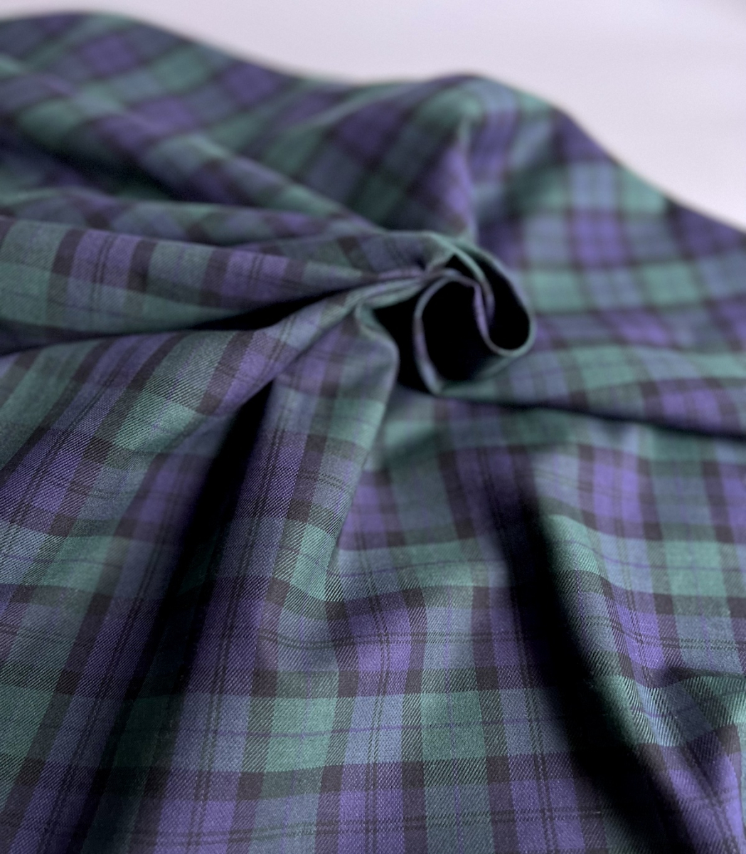 John - Tissu sergé de coton organique tartan Batikou - 4