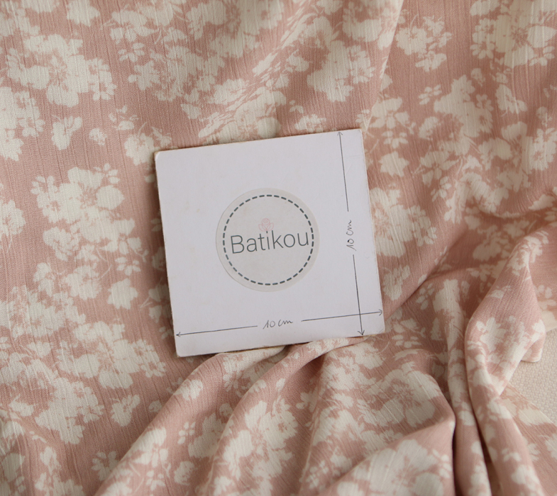 Carmella - Crêpe de viscose imprimé fleuri rose blush
