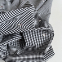 Tissu vichy coton noir et blanc 2mm broderie petits lapins Batikou - 1