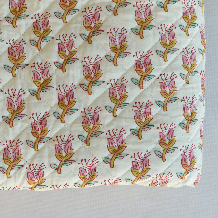 Naveen - Tissu indien matelassé double face coton hand block largeur 100cm