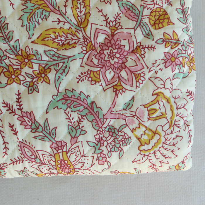 Naveen - Tissu indien matelassé double face coton hand block largeur 100cm