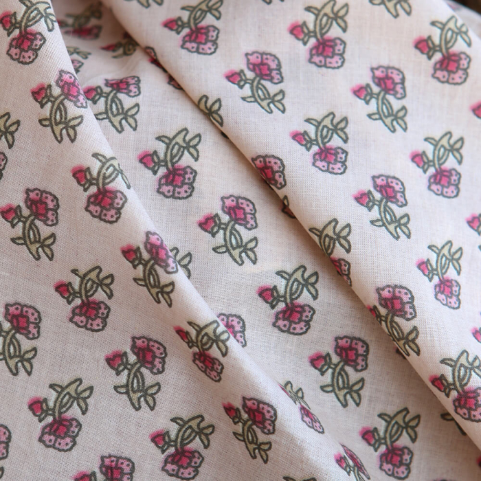 Indira B - Tissu indien en coton imprimé main Hand Block