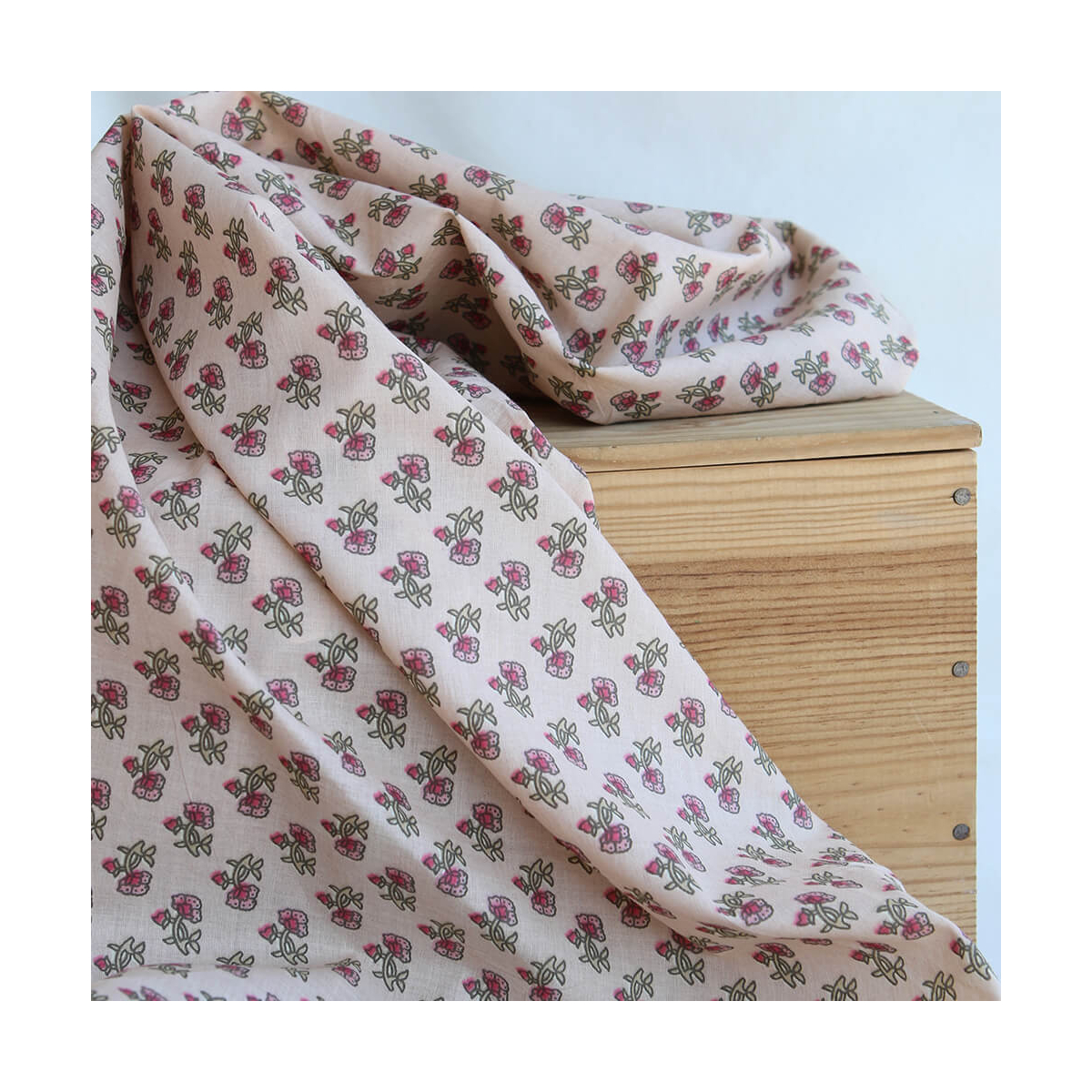 Indira B - Tissu indien en coton imprimé main Hand Block