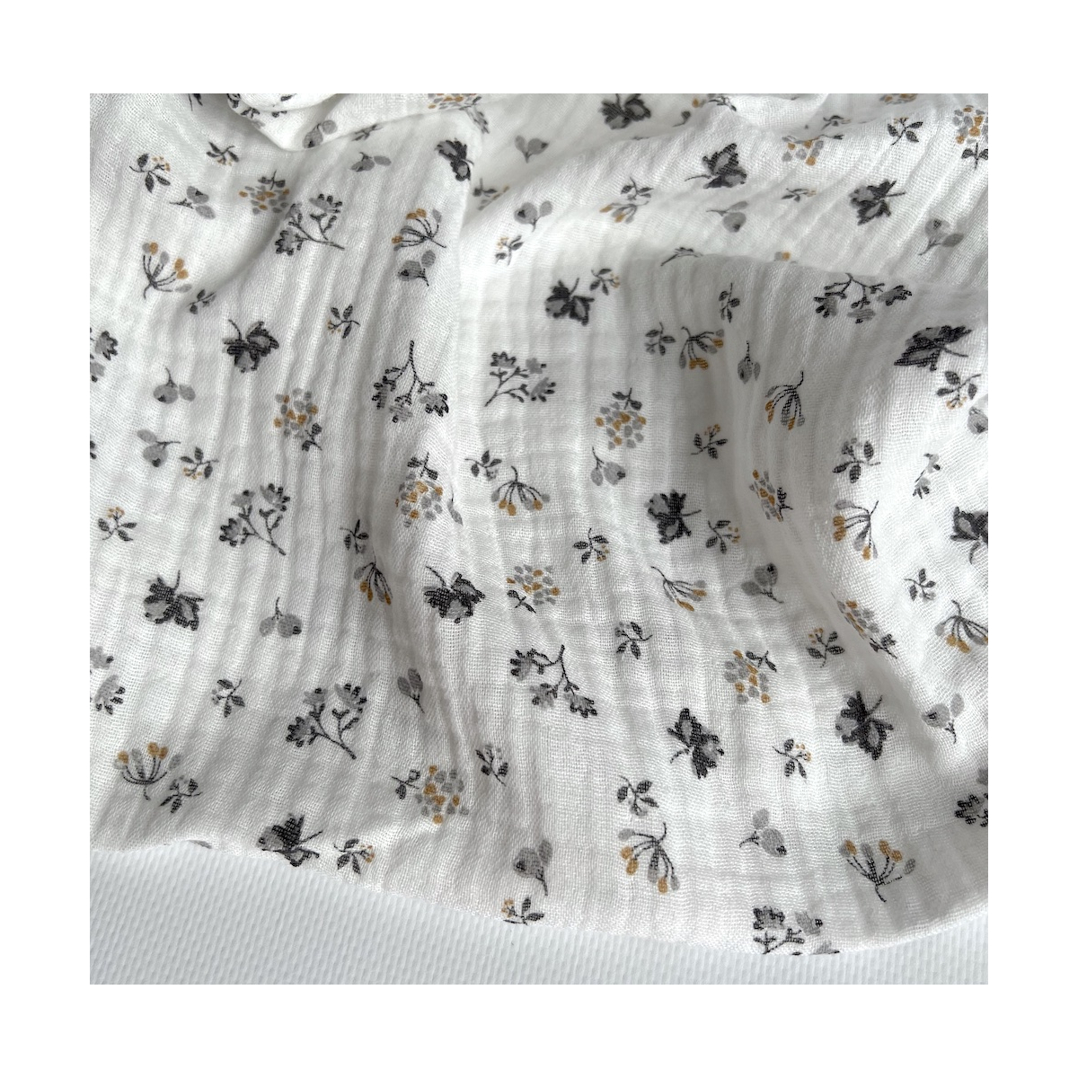 Double gaze de coton BIO blanc motif exclusif Grey Tissus issus de l'agriculture biologique  - 5